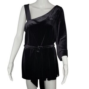 AS-HRO Black Velour One Sleeve‎ Top